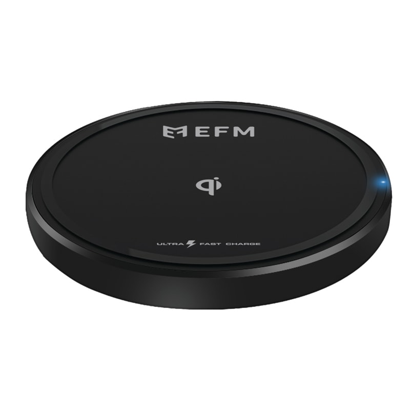 EFM 15W Wireless Charge Pad with USB to Type-C Charge Cable - Black