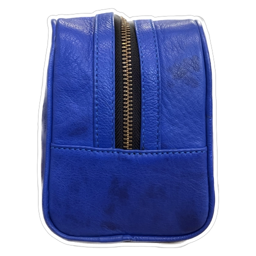 Leather United Unisex Dopp Toiletry Kit Bag - Blue (Genuine Leather)