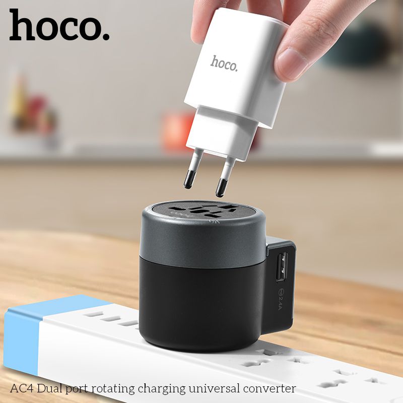 Hoco AC4 USB Charger Universal World Travel Adapter US/UK/EU/AU Plug Converter