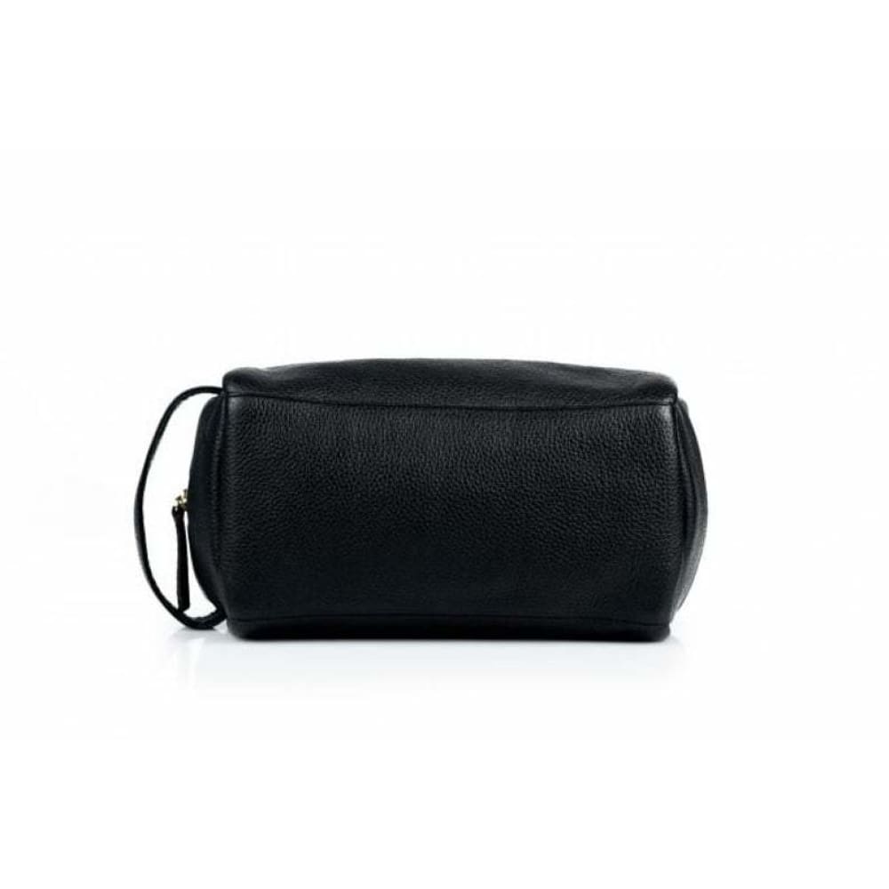 Leather United Unisex Dopp Toiletry Kit Bag - Black (Genuine Leather)
