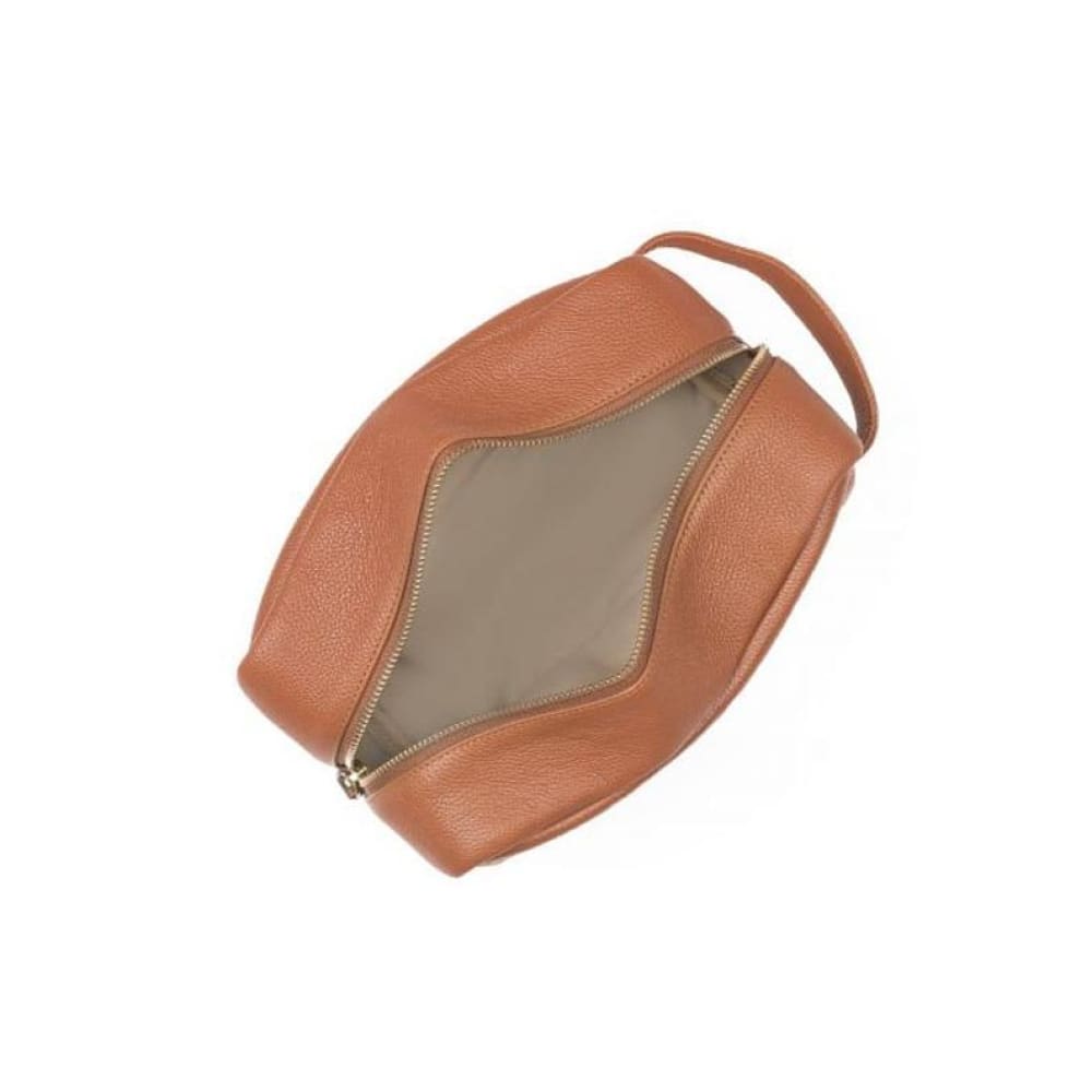 Leather United Unisex Dopp Toiletry  Kit bag - Tan (Genuine Leather)