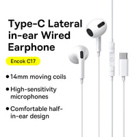 Thumbnail for Baseus Earphones Encok C17 with Type-C Plug NGCR010002-White