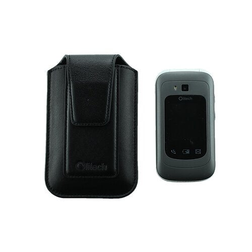 OLITECH Leather Pouch cover w Belt Clip FOR EASYFLIP2 and Aspera F42/F46 - Black