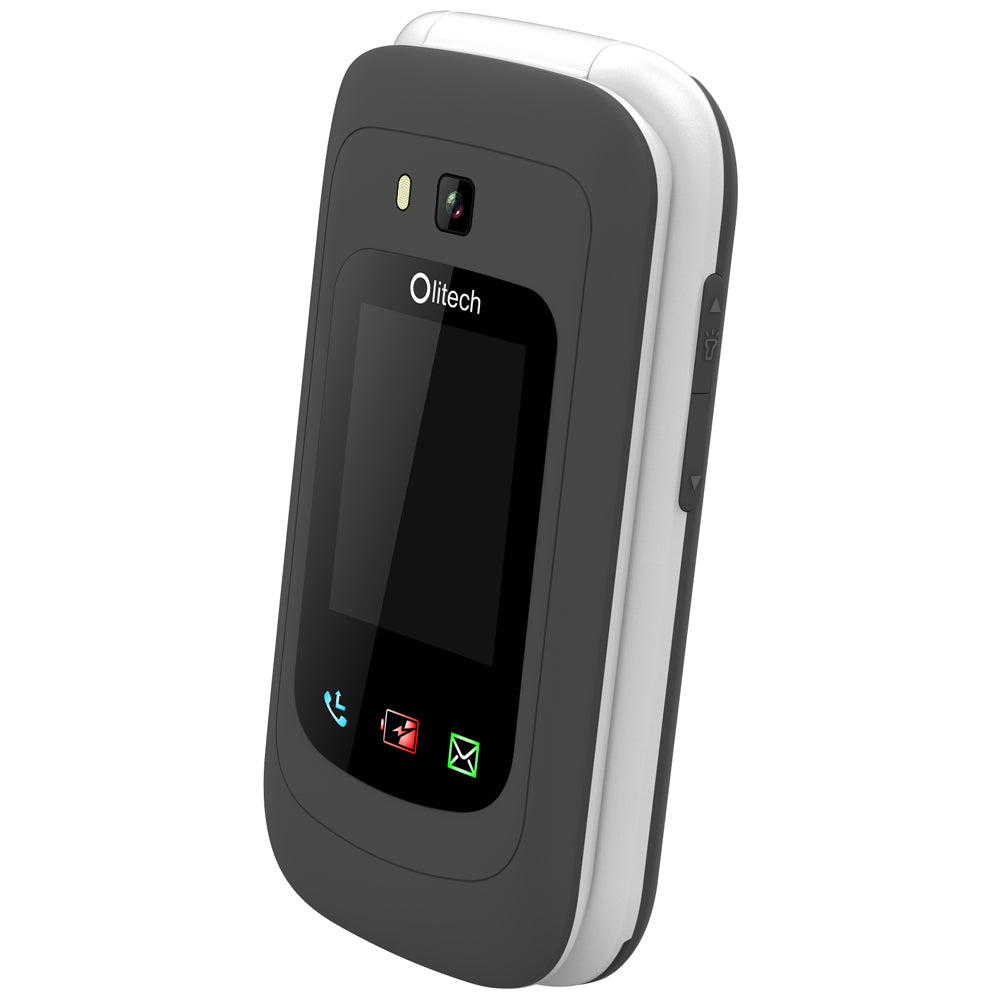 Olitech Easy Flip 4G Seniors Phone Big Buttons GPS Location - Black/White