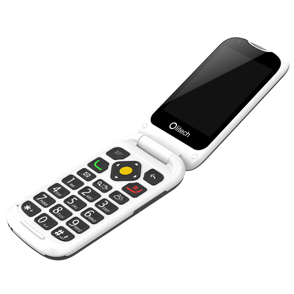 Olitech Easy Flip 4G Seniors Phone Big Buttons GPS Location - Black/White