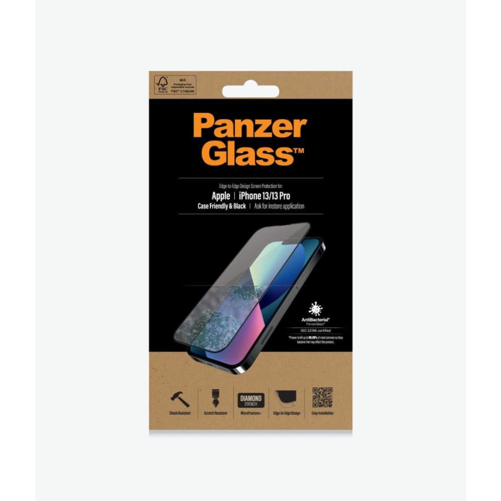 Panzer Glass Screen Protector for Iphone 13|13 Pro (6.1) - Black Border - Accessories