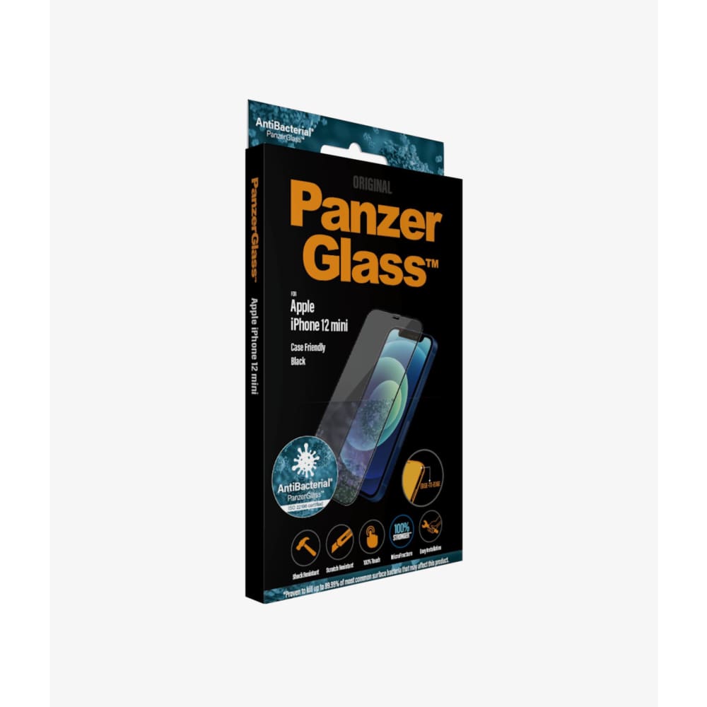 PanzerGlass Edge to Edge Glass Screen Protector for iPhone 12 Mini - Black - Accessories