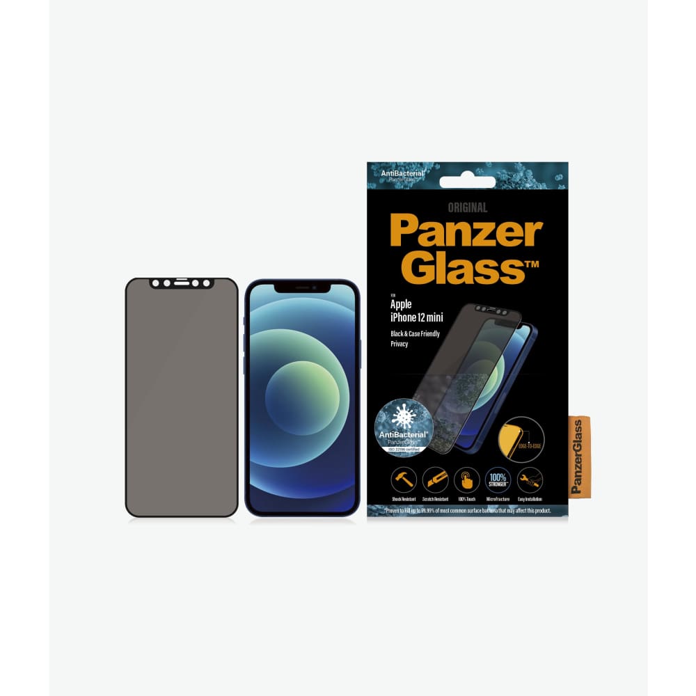 PanzerGlass Privacy Glass Screen Protector for iPhone 12 Mini - Black - Accessories