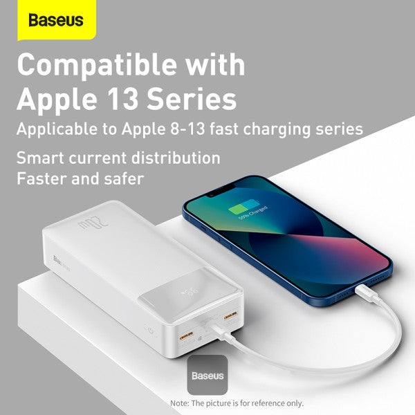 Baseus 20W 30000mAh Bipow Digital Display Power bank - White