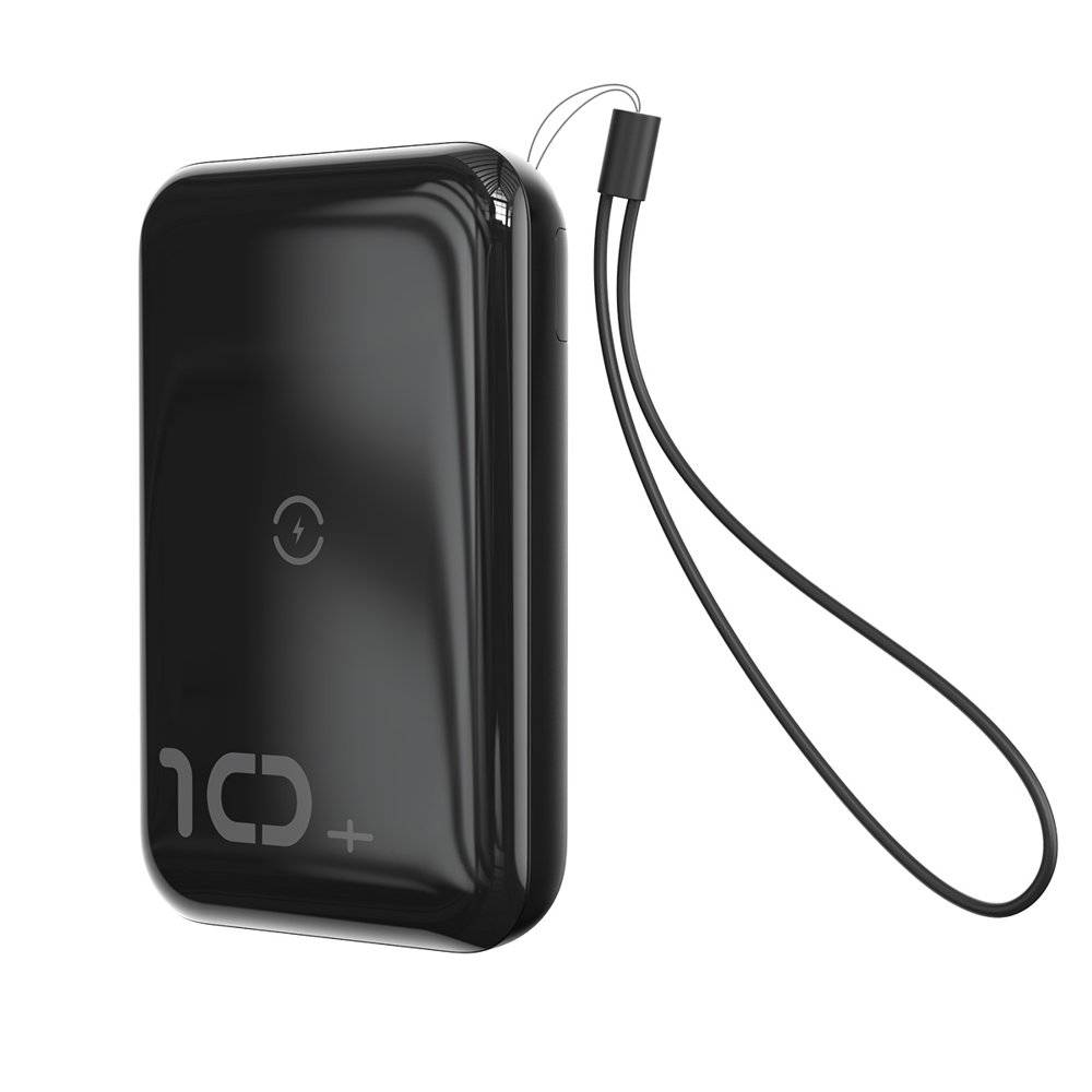 Baseus MINI lightweight FAST Wireless Qi Charger Power bank 10000mAh with Lanyard - Black