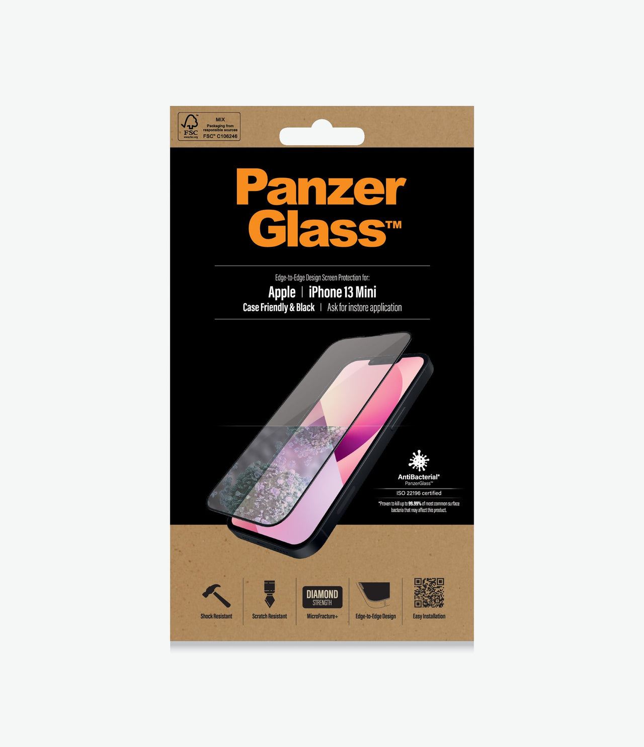 Panzer Glass Screen Protector Pro for iPhone 13 Mini - Black