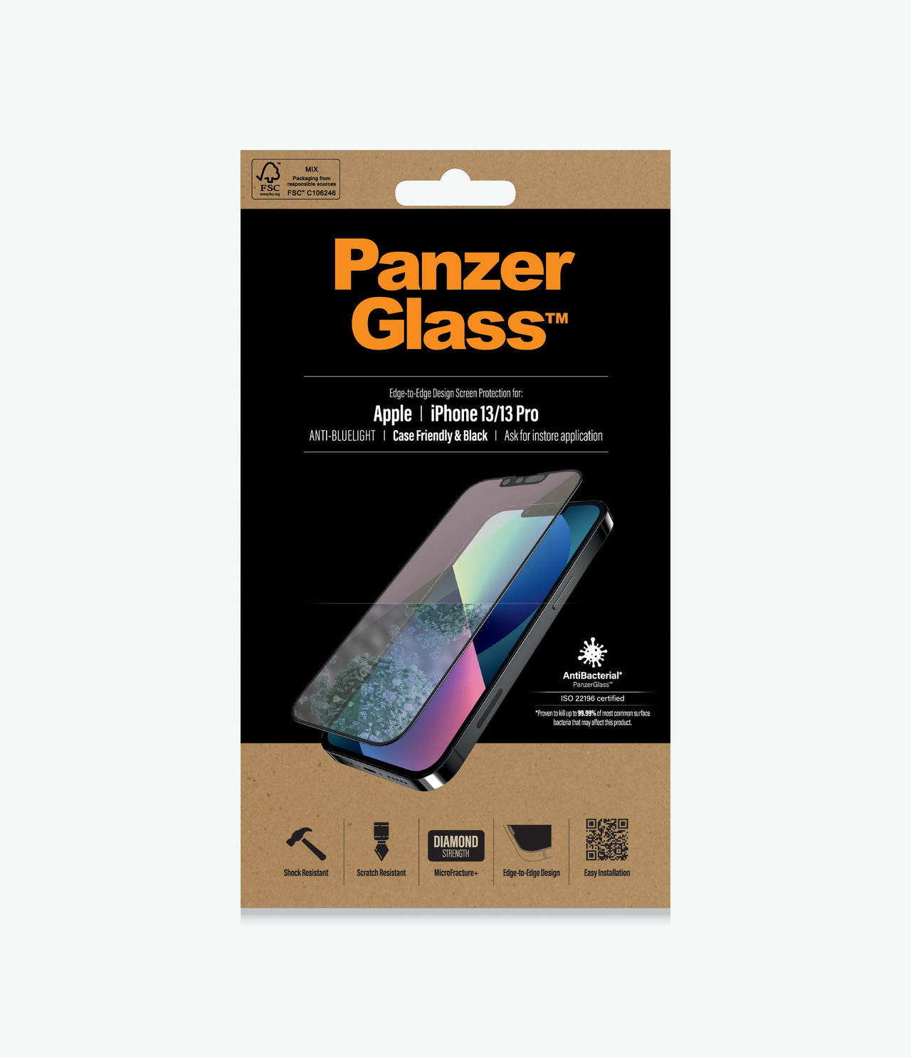 Panzer Glass Anti-bluelight Screen Protector for iPhone 13/13 Pro - Black