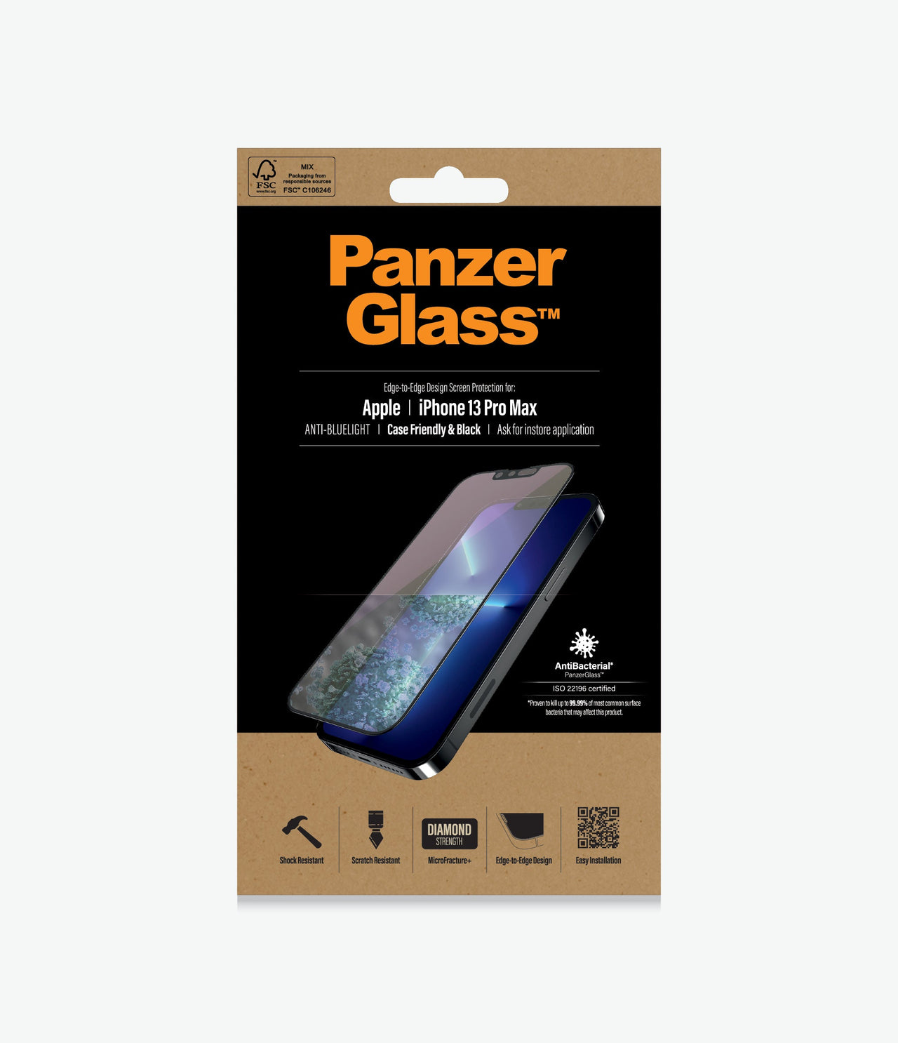 Panzer Glass Anti-bluelight Screen Protector for iPhone 13 Pro Max - Black