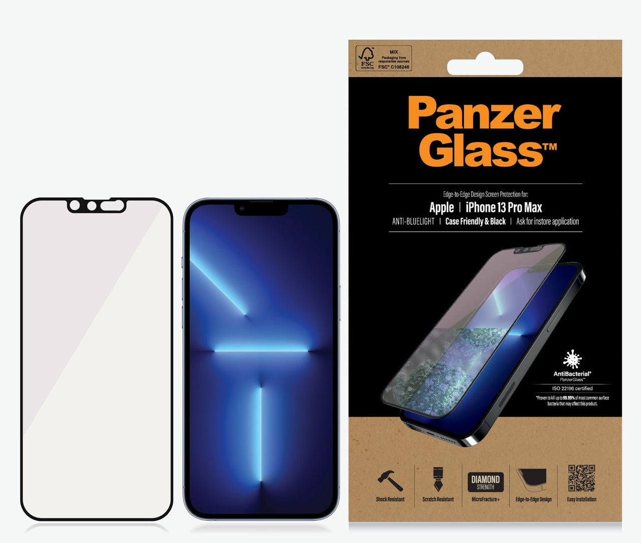 Panzer Glass Anti-bluelight Screen Protector for iPhone 13 Pro Max - Black