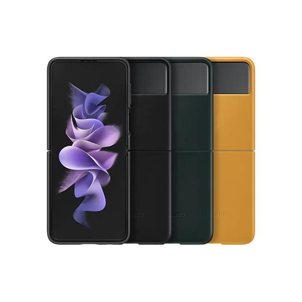 Samsung Leather Cover for Galaxy Flip 3 - Mustard - Accessories