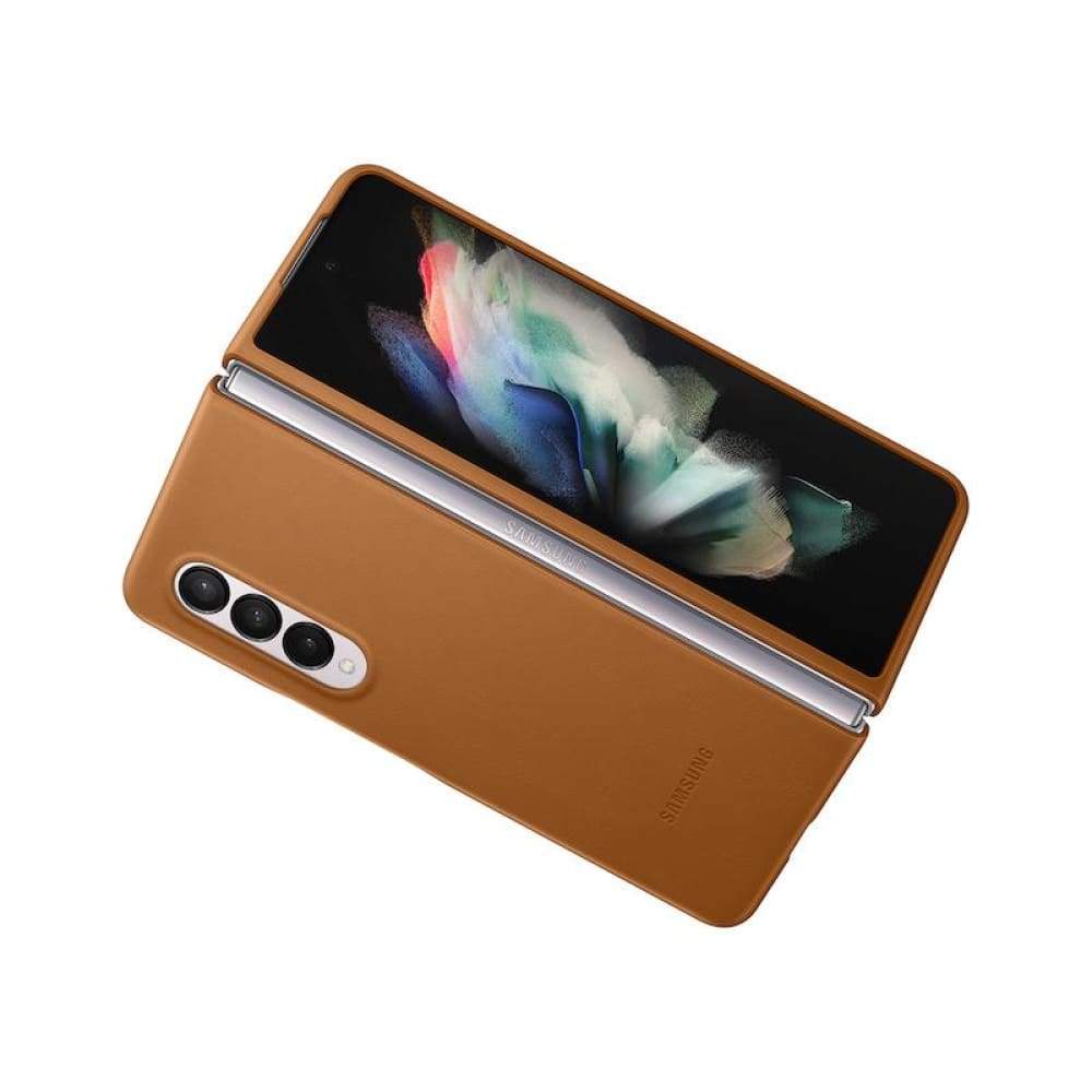 Samsung Leather Cover for Galaxy Fold 3 - Camel - Accessories