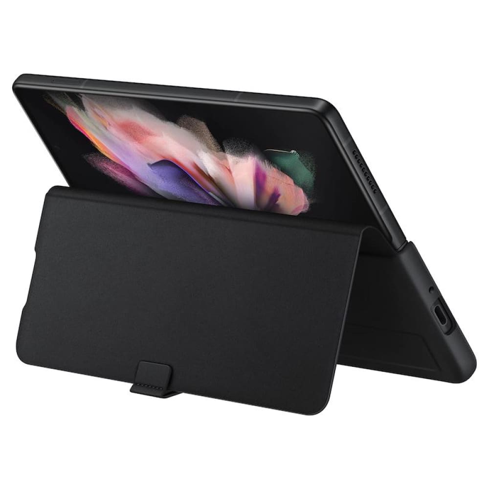 Samsung Leather Flip Cover for Galaxy Fold 3 - Black - Accessories