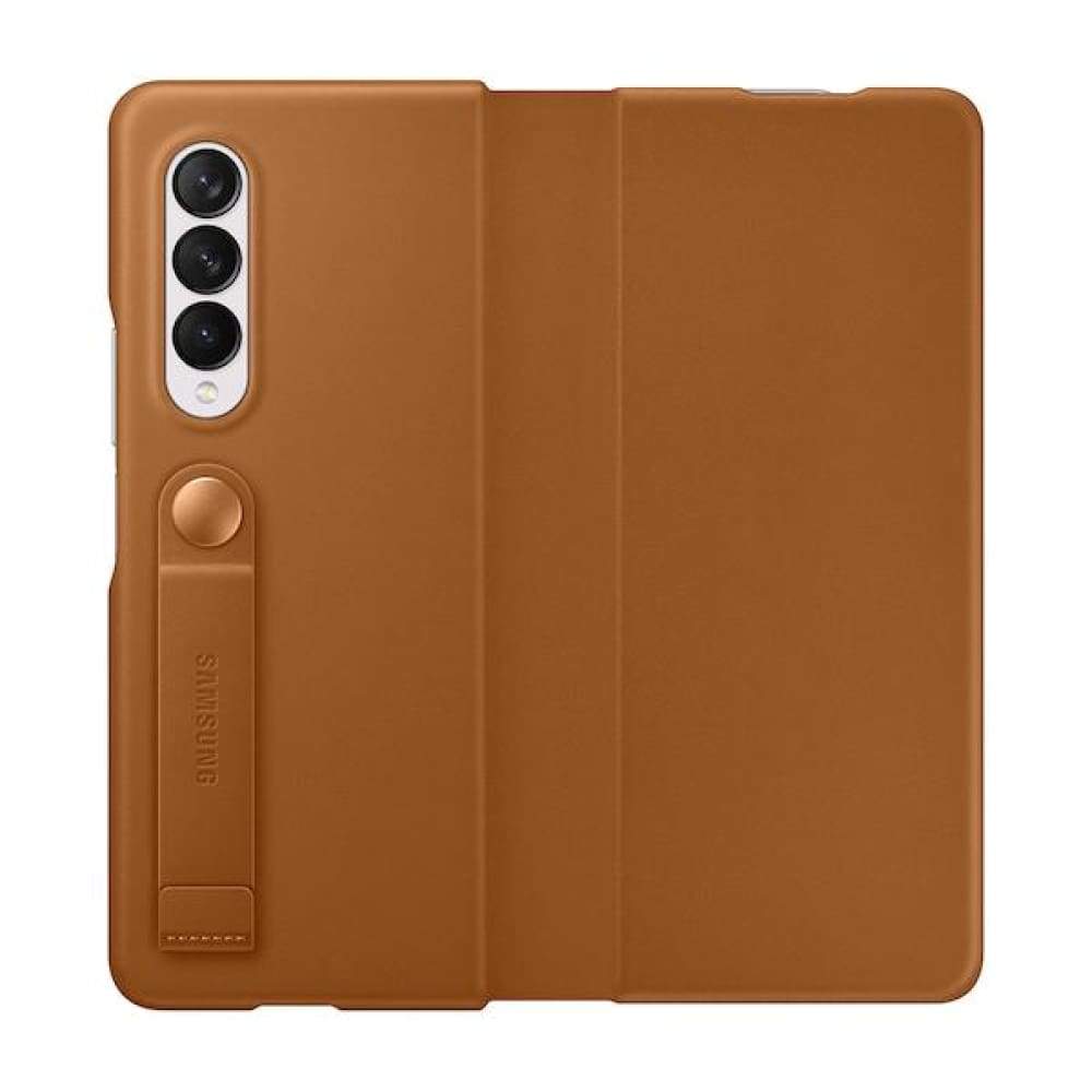 Samsung Leather Flip Cover for Galaxy Fold 3 - Camel - Accessories