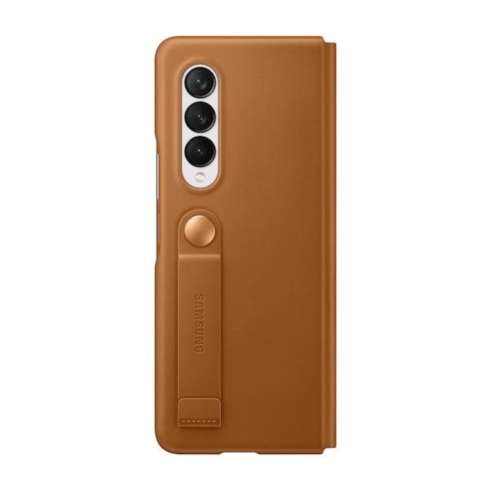 Samsung Leather Flip Cover for Galaxy Fold 3 - Camel - Accessories