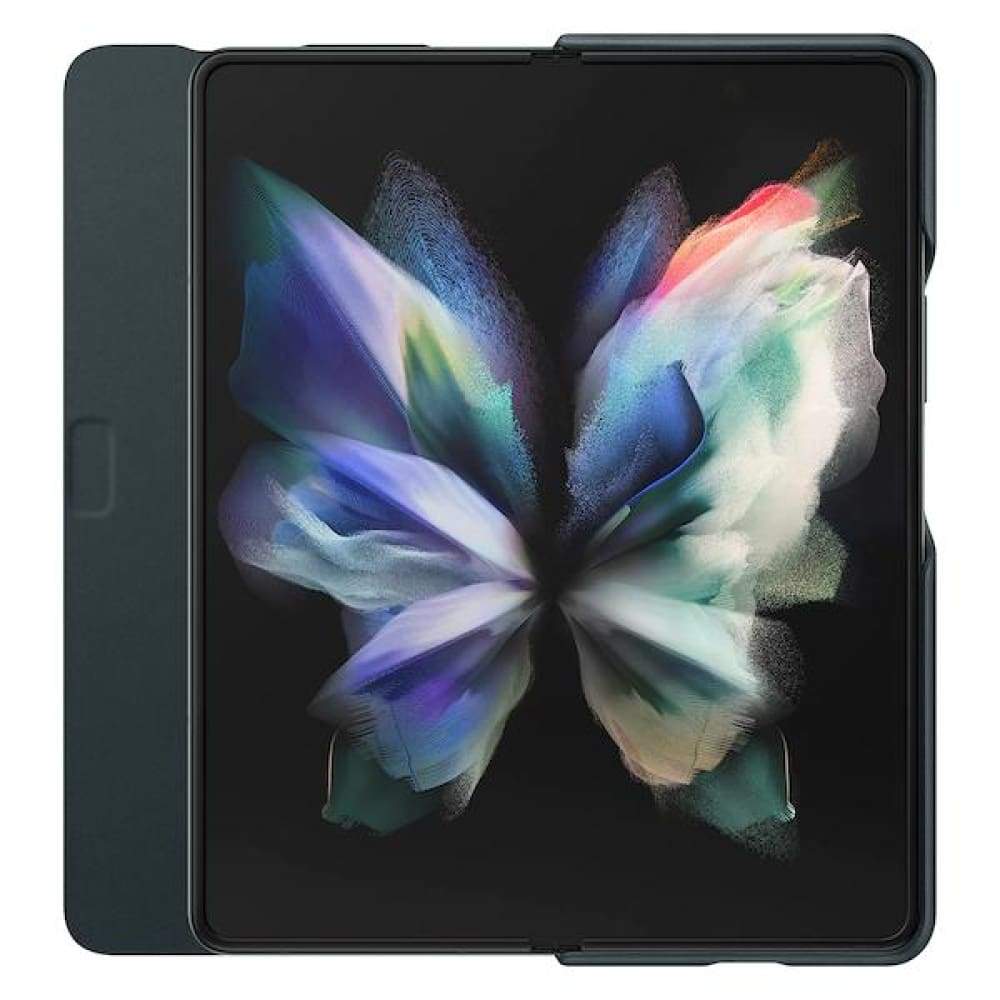 Samsung Leather Flip Cover for Galaxy Fold 3 - Green - Accessories