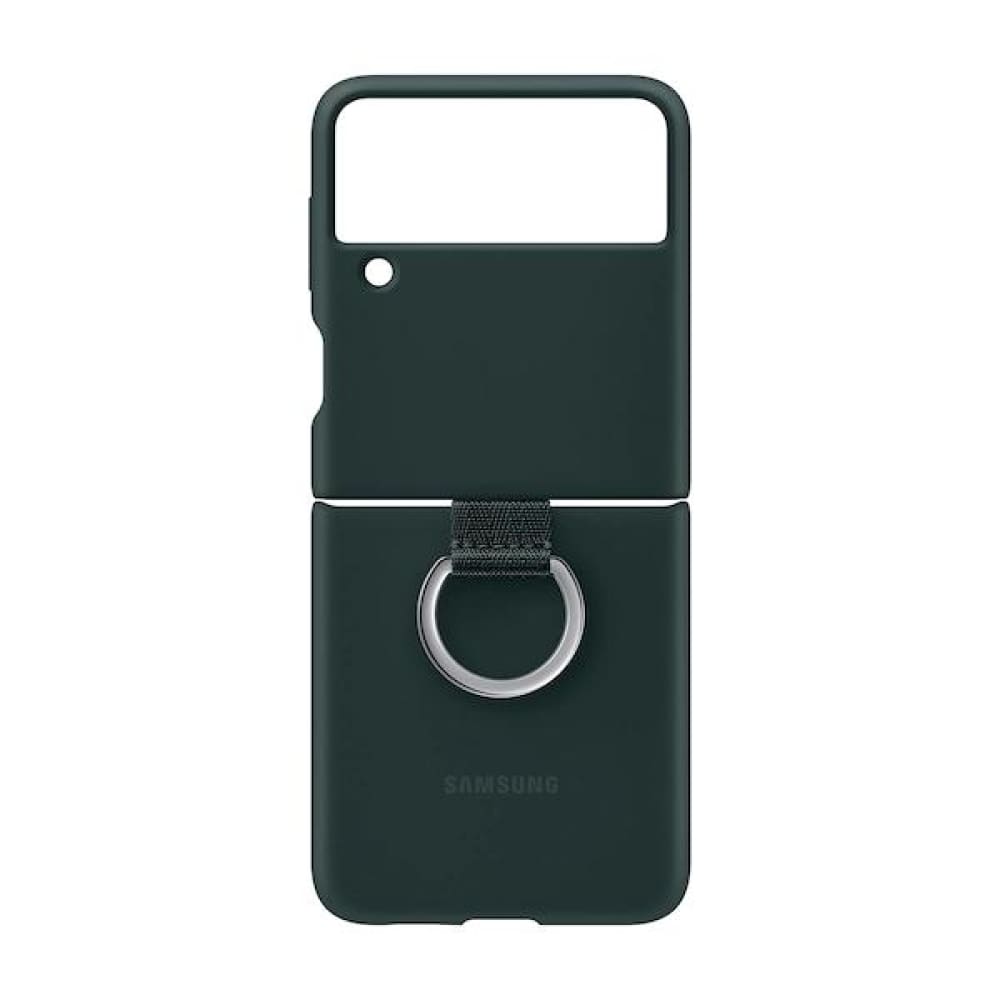 Samsung Silicone Cover With Ring for Galaxy Flip 3 - Green - Accessories