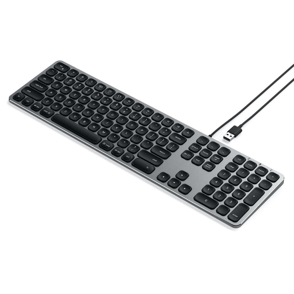 Satechi Aluminium Wired USB Keyboard (Grey) - Accessories