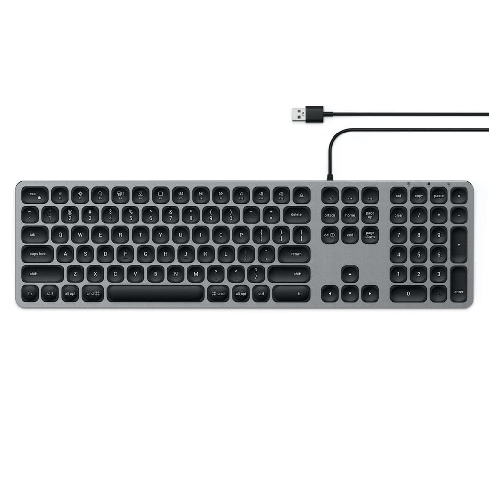 Satechi Aluminium Wired USB Keyboard (Grey) - Accessories
