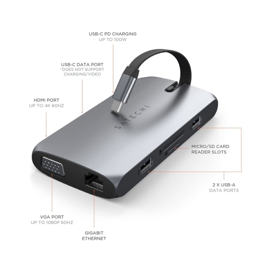 Satechi USB-C On-the-Go Multiport Adapter (Space Grey) - Accessories