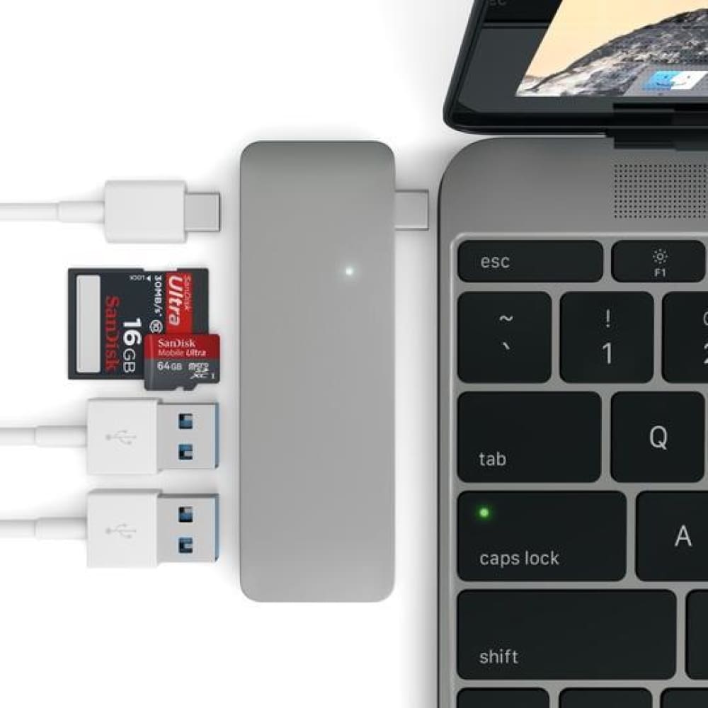 Satechi USB-C USB Pass Through Hub - Silver - Accessories