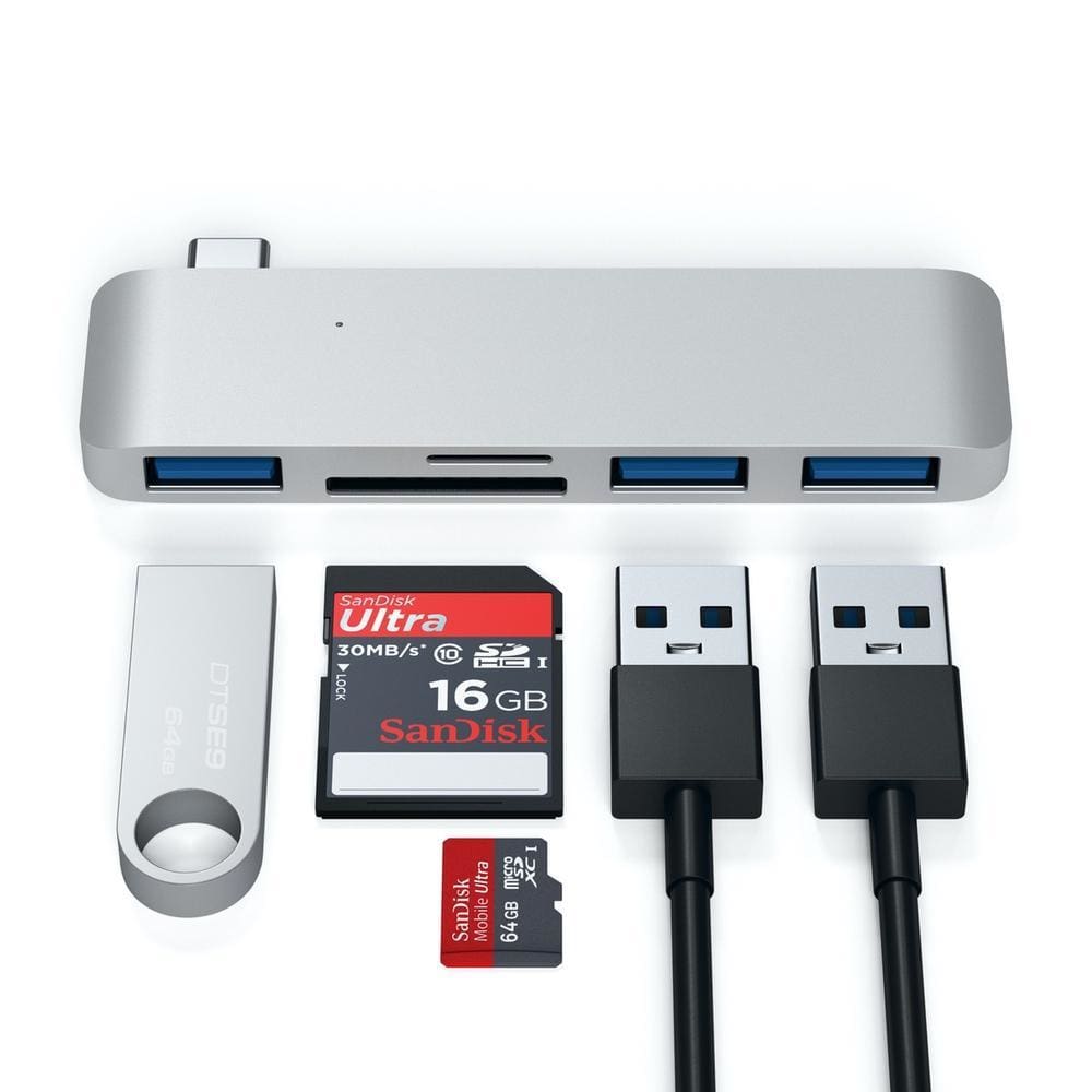 Satechi USB-C/USB 3.0 3-in-1 Combo Hub - Silver - Accessories