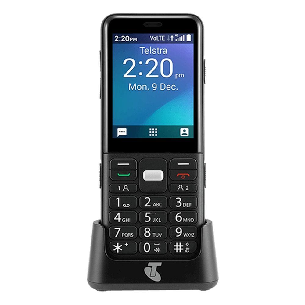 Telstra Zte EasyCall 5 T503 (4GX Blue Tick Senior Phone Keypad) No Camera - Black - Mobiles