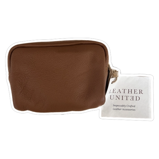 Leather United Vanity Bag - Tan/Brown (Genuine Leather)