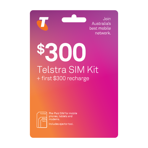 Telstra $300 Prepaid Sim Card Starter Kit Pack