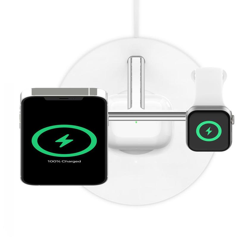 Belkin 3-in-1 Wireless Charger for Apple MagSafe - White (Watch|Airpods|iPhone)