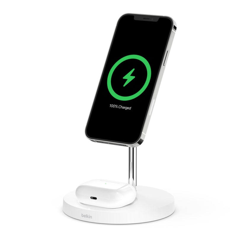Belkin 2-in-1 Wireless Charger Stand with MagSafe - White